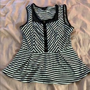Peplum Black and White Tank Top